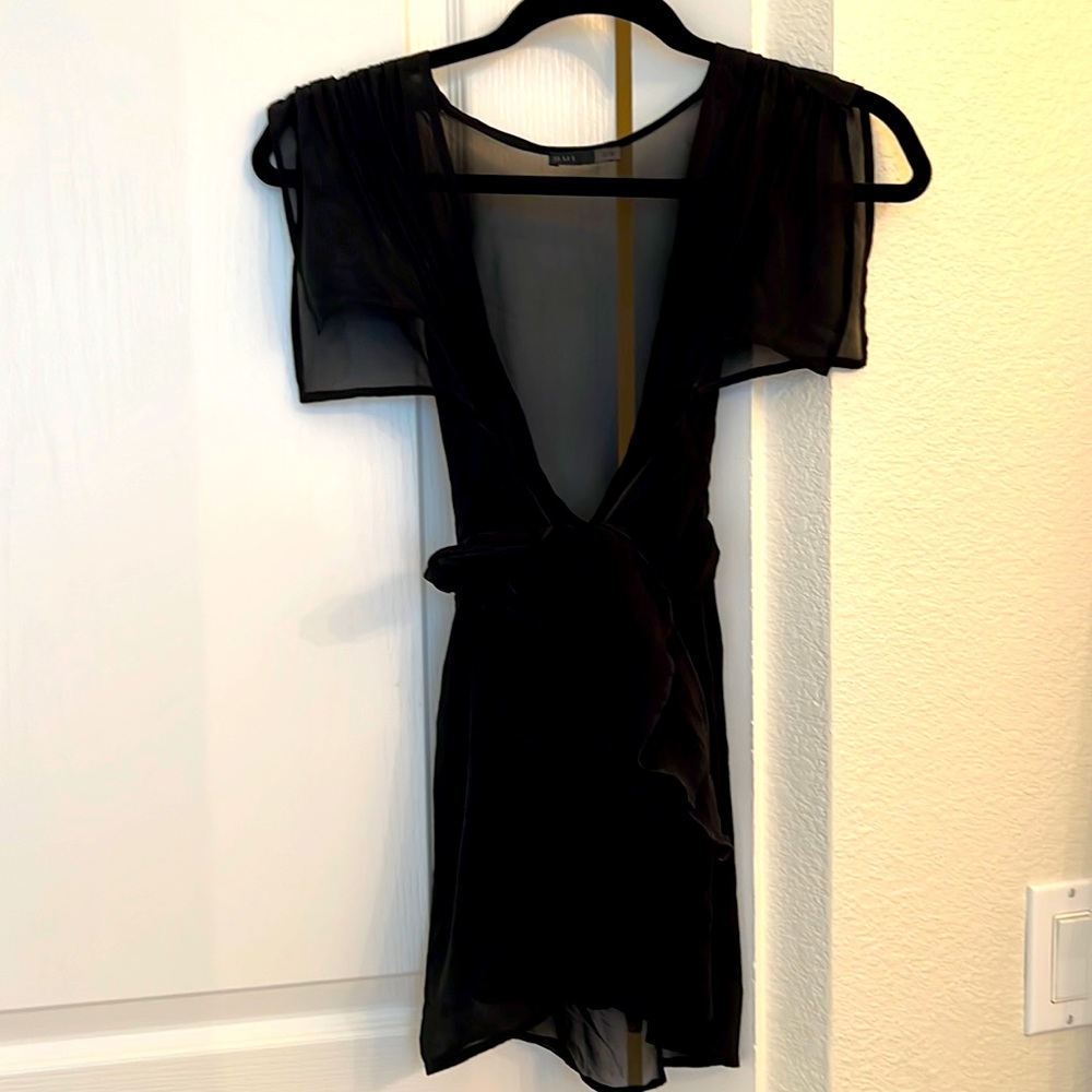 Sheer black top, cap sleeves